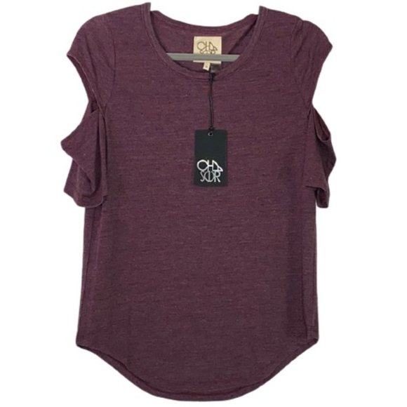 Chaser Tops - NWT - CHASER - Split, Short Sleeve'd Purple Tee